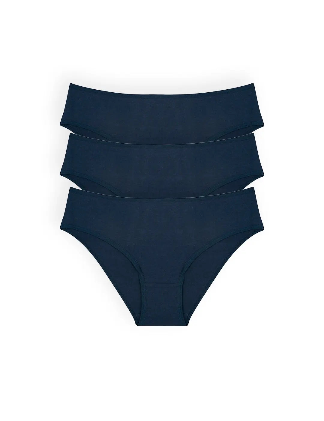 Pack x3 panty tanga en algodón peinado con mayor cubrimiento – Diane & Geordi, colores azules
