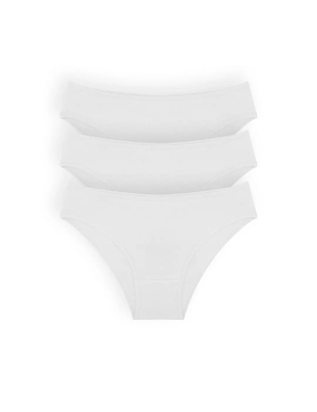 Pack x3 panty tanga en algodón peinado con mayor cubrimiento – Diane & Geordi, colores blancos
