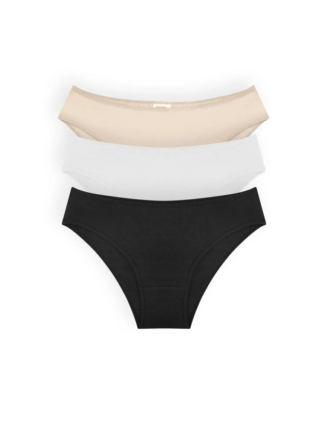 Pack x3 panty tanga en algodón peinado con mayor cubrimiento – Diane & Geordi, colores variados