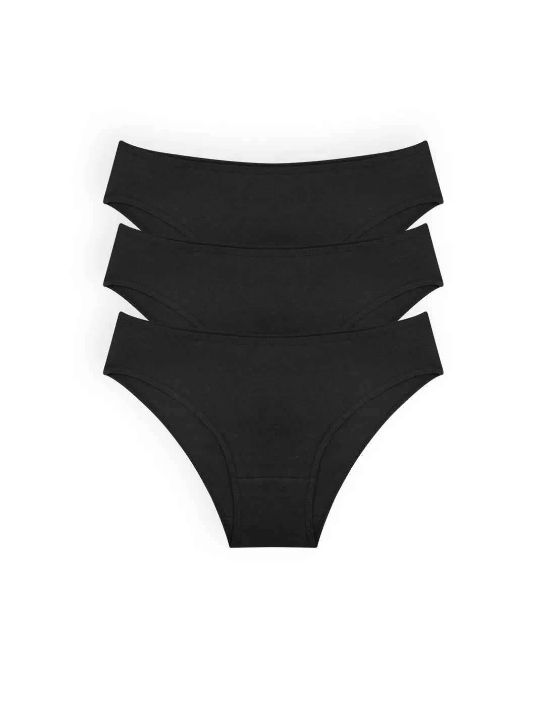 Pack x3 panty tanga en algodón peinado con mayor cubrimiento – Diane & Geordi, colores negros