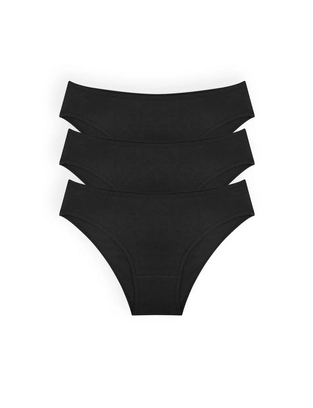 Pack x3 panty tanga en algodón peinado con mayor cubrimiento – Diane & Geordi, colores negros