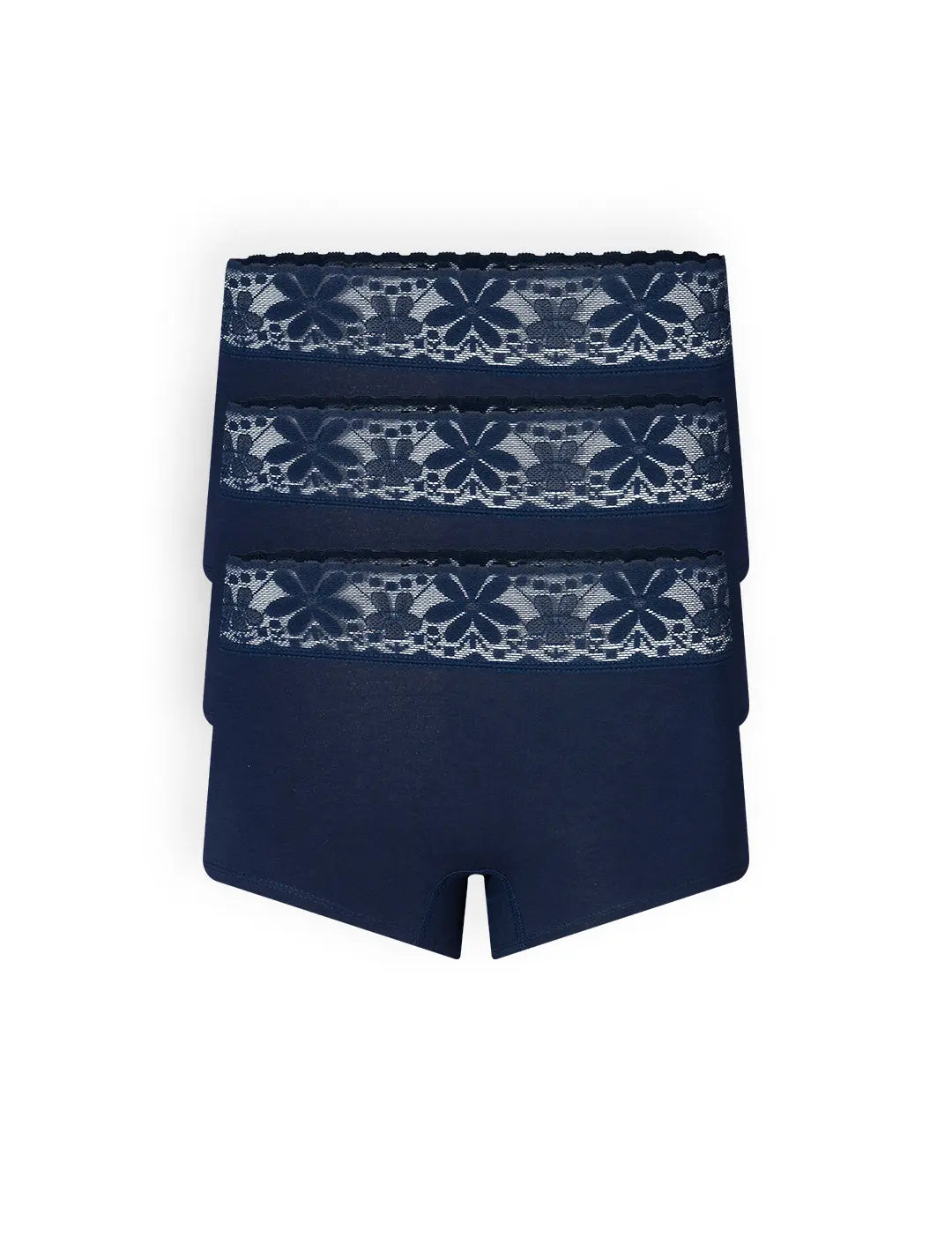 Panty bóxer de algodón y encaje con cubrimiento total
