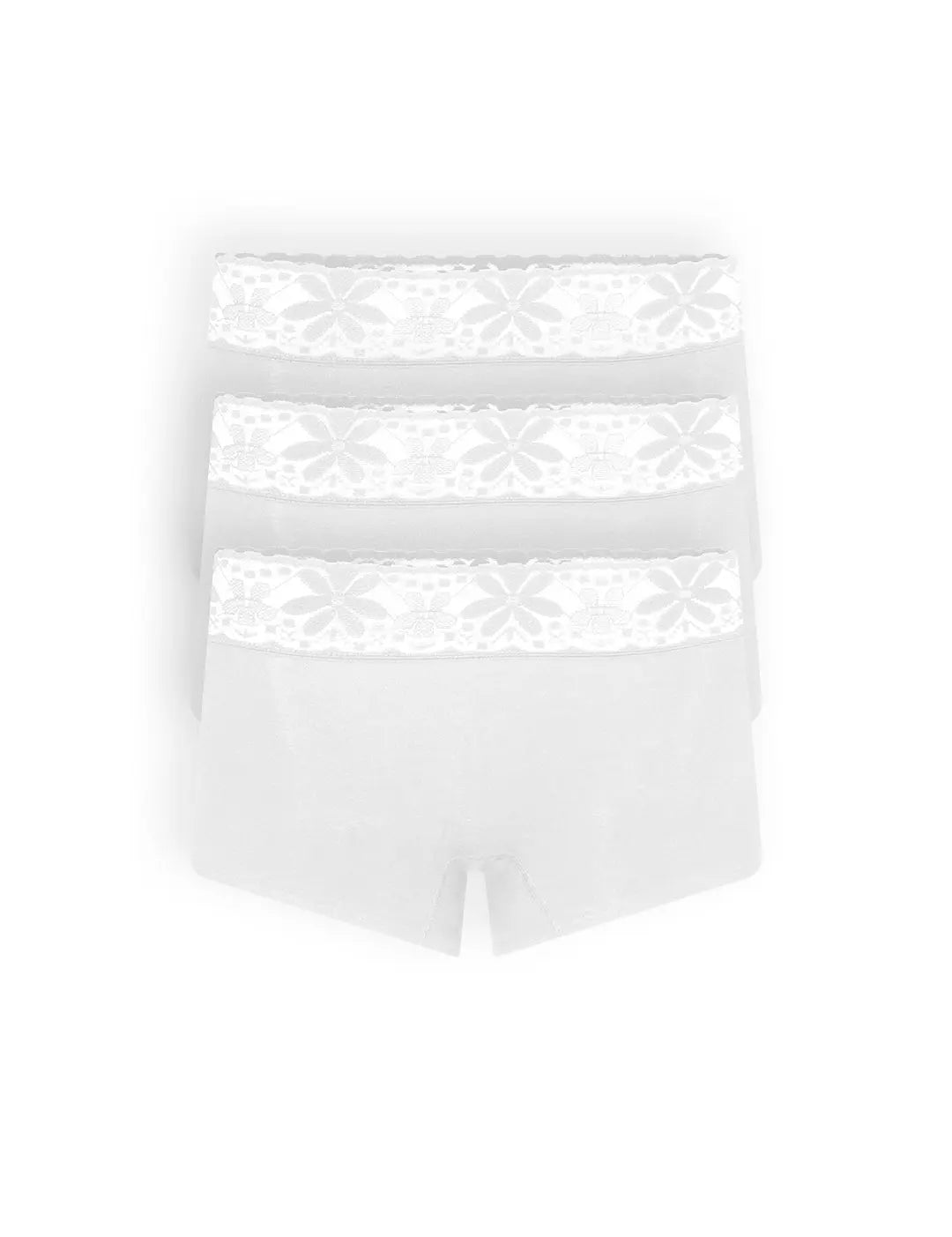 Panty bóxer de algodón y encaje con cubrimiento total
