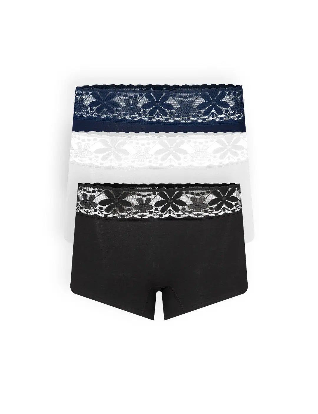 Panty bóxer de algodón y encaje con cubrimiento total