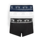 Panty bóxer de algodón y encaje con cubrimiento total