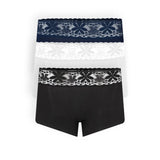 Panty bóxer de algodón y encaje con cubrimiento total