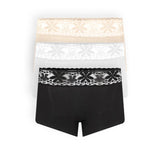Panty bóxer de algodón y encaje con cubrimiento total