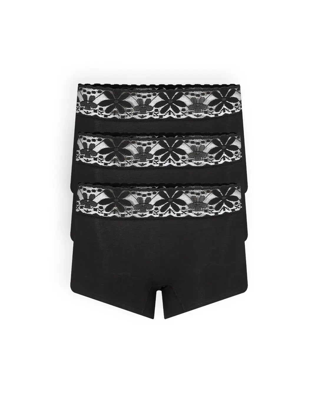 Panty bóxer de algodón y encaje con cubrimiento total
