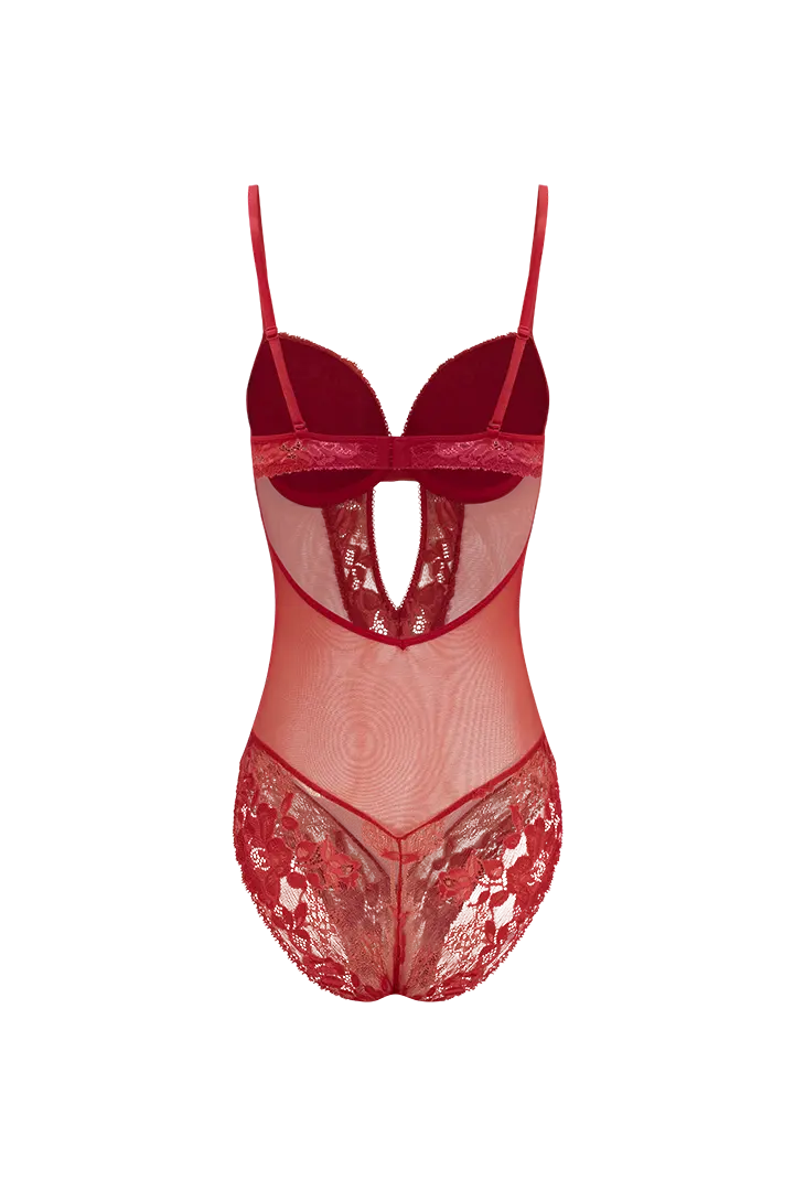 Body de encaje y tul premium (025014)