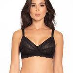 Vista posterior del brasier con alto cubrimiento y soporte, color negro