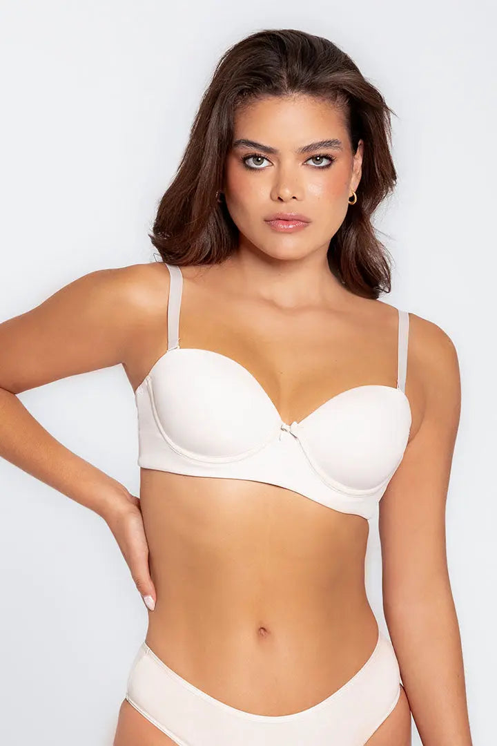 Brasier strapless Diane en microfibra con Powernet y elásticos antideslizantes, referencia 021899, color blanco