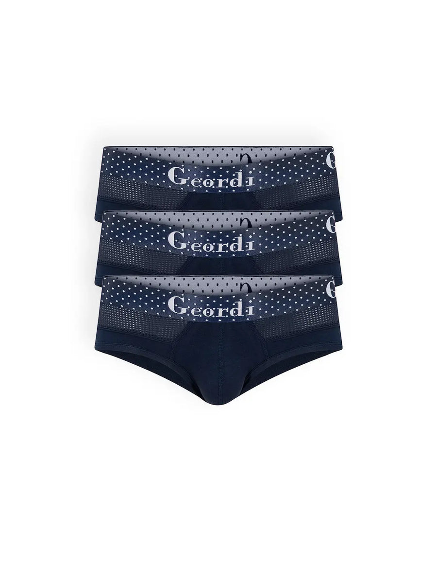 Briefs masculinos en algodón peinado pack x3. Color azul oscuro
