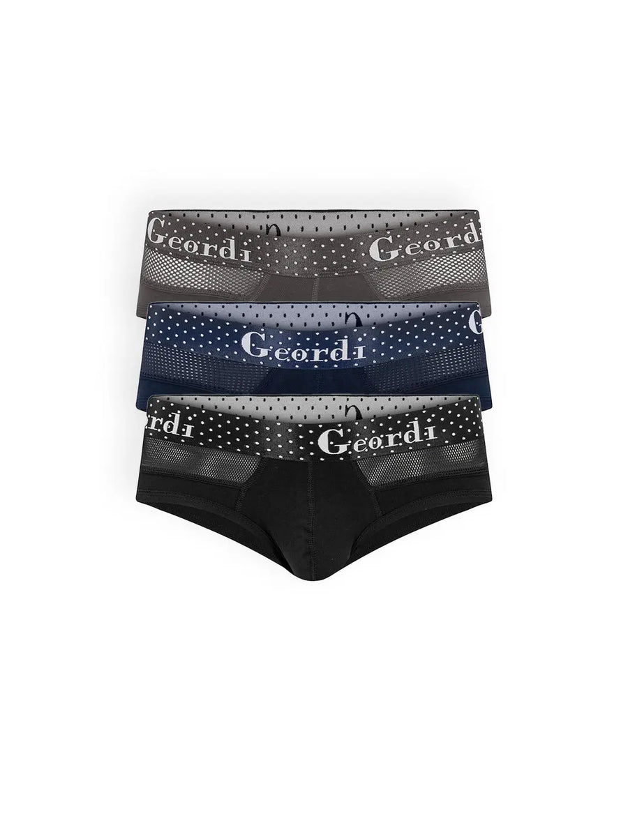 Briefs masculinos en algodón peinado pack x3. Color Negro, Azul Oscuro, Gris Rojizo
