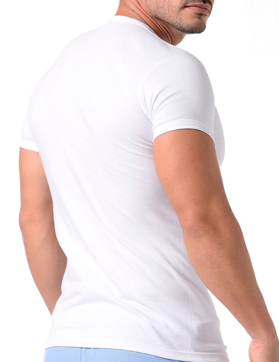 Camiseta cuello redondo unicolor de algodón peinado premium (2020)