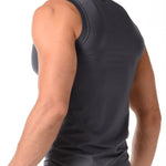 Camiseta cuello V sin mangas hombre. Color gris