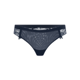 Panty cachetero en tul y encaje floral – Diane & Geordi, color aul oscuro, transparente