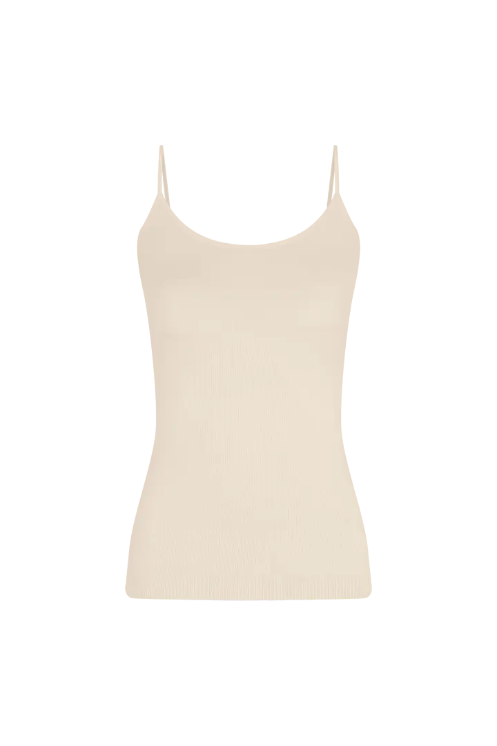 Camisilla seamless de microfibra con tirantes ajustables, color marfil