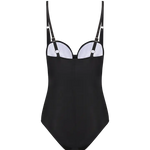 Vestido de baño enterizo con copa 3/4 y compresión en abdomen Diane & Geordi, color negro fondo transparente 