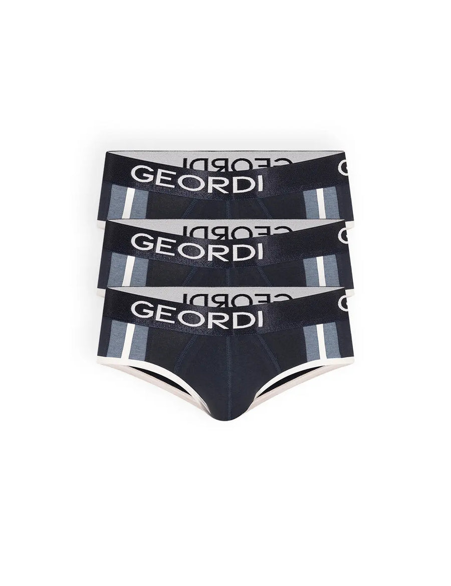 Pack x3 de briefs en algodón con elástico. Color azul oscuro