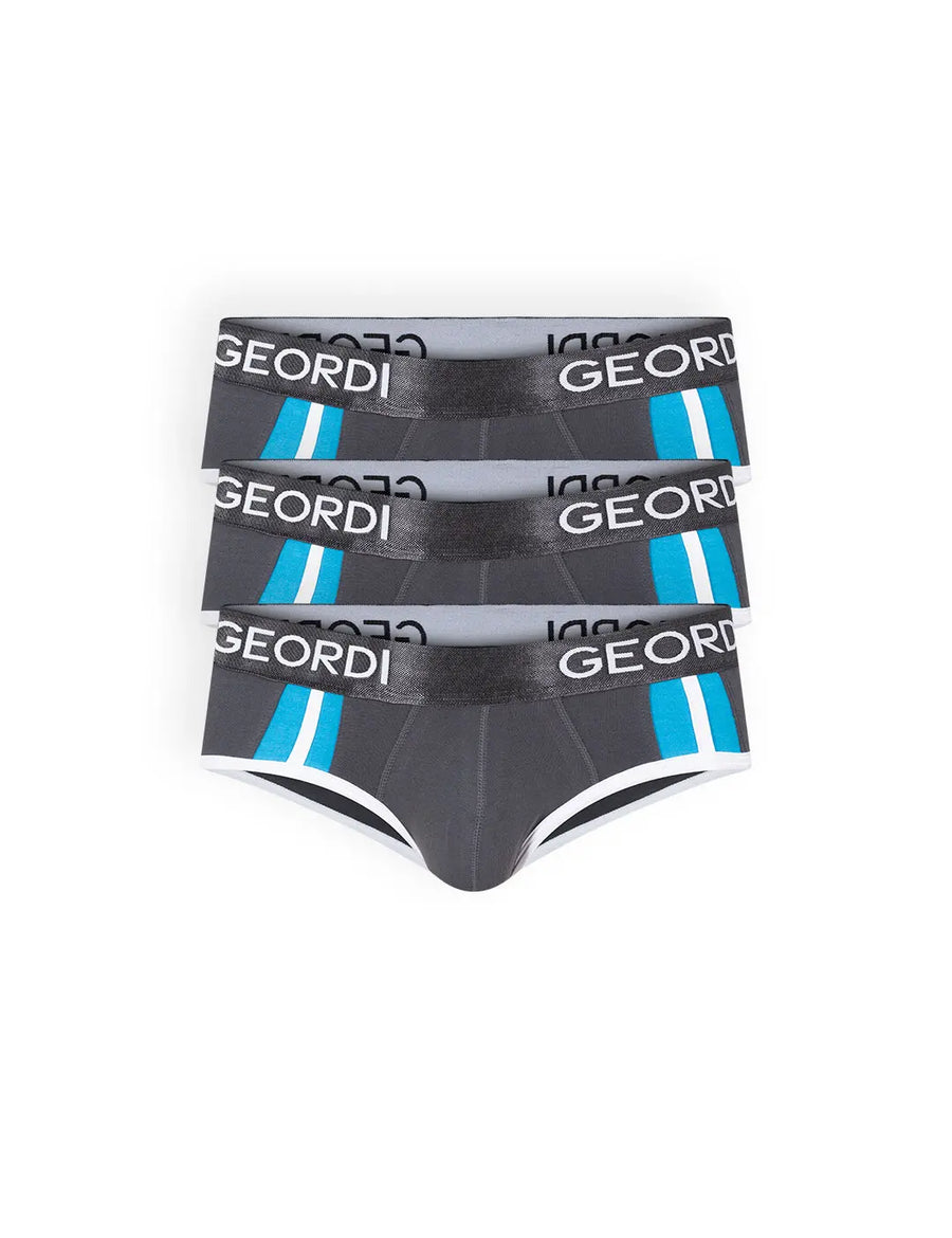Pack x3 de briefs en algodón con elástico. Color gris rojizo