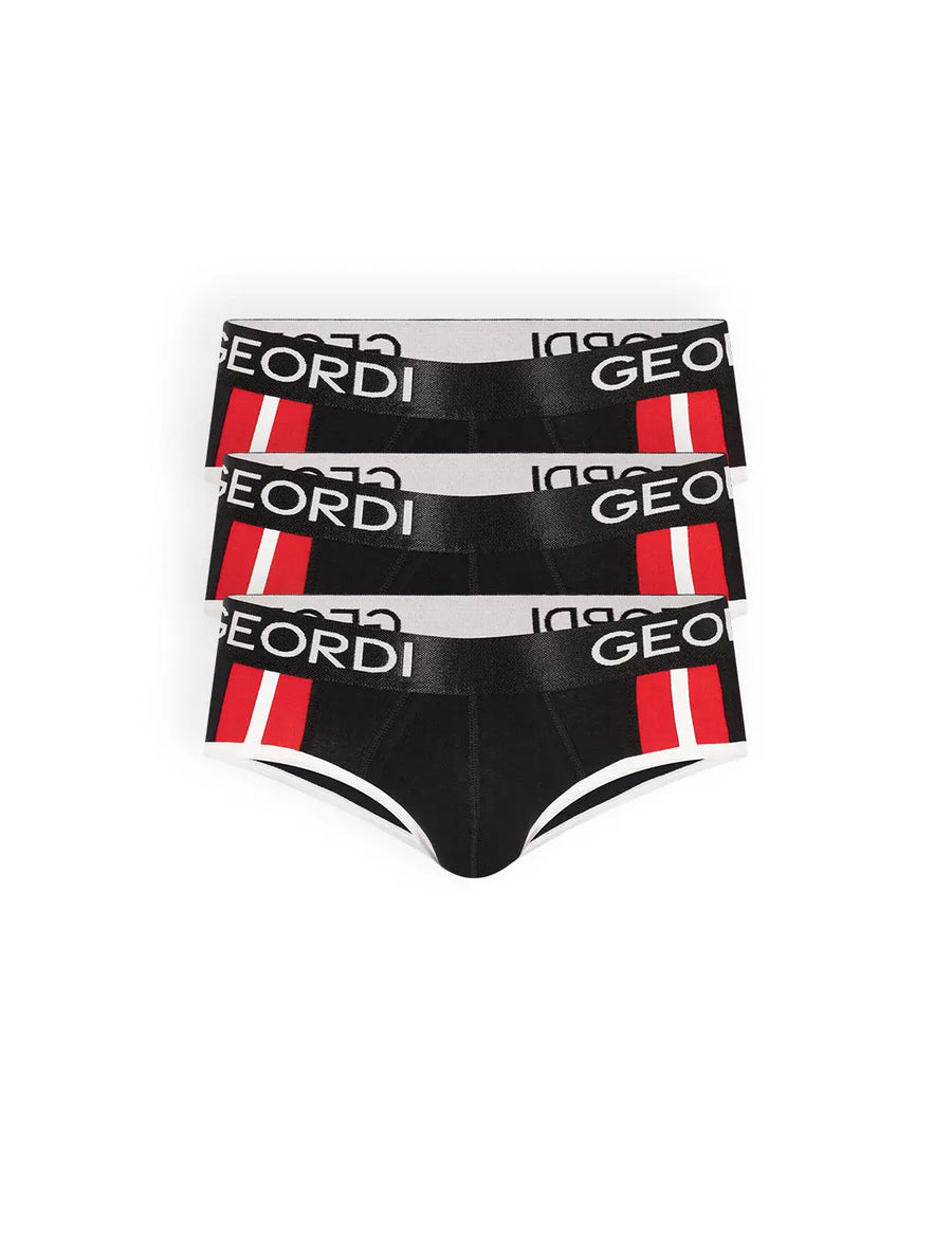 Pack x3 de briefs en algodón con elástico. Color negro