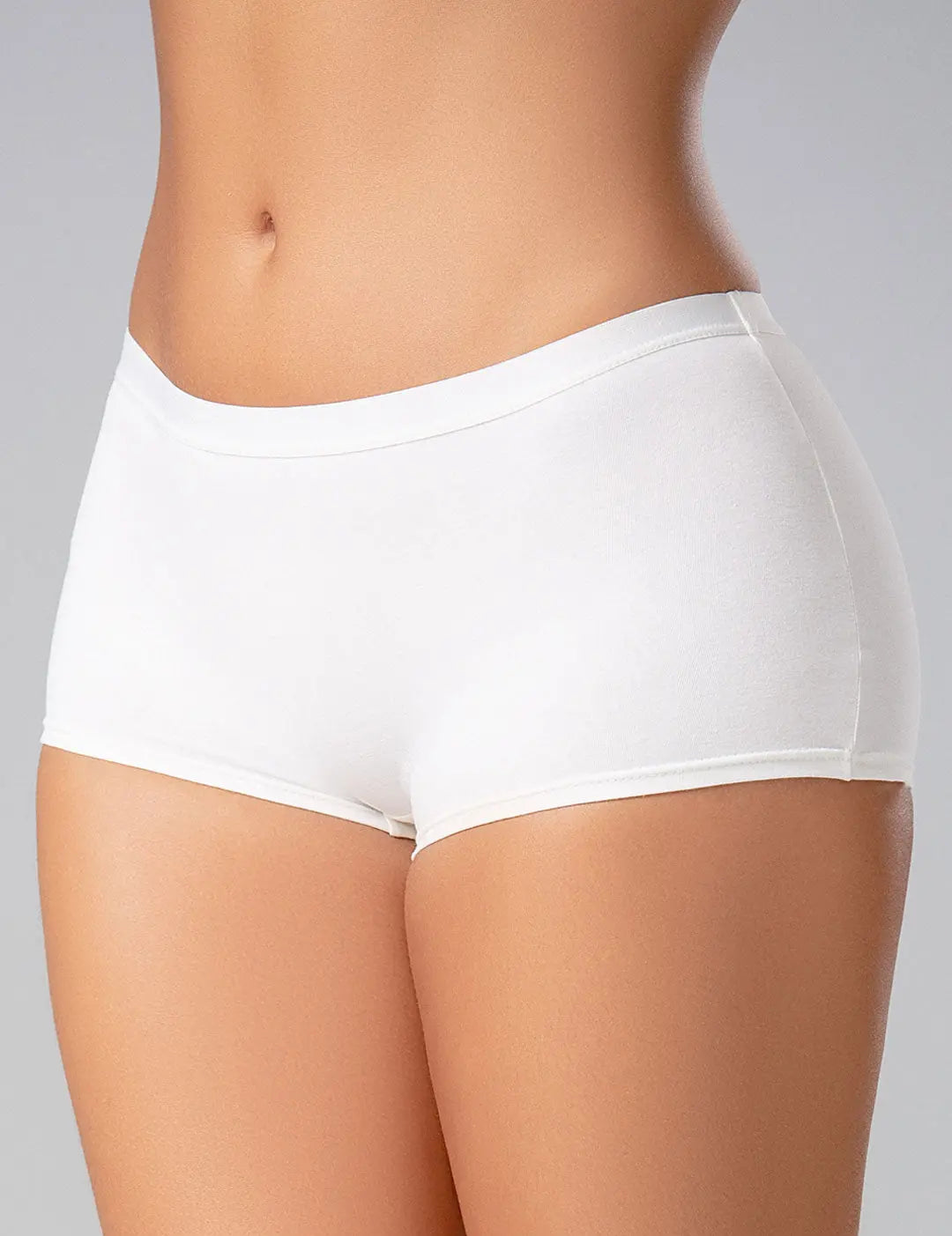 Panty bóxer Diane & Geordi Ref. 6590 con alto cubrimiento, color blanco plano detalle 