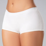 Panty bóxer Diane & Geordi Ref. 6590 con alto cubrimiento, color blanco plano detalle 