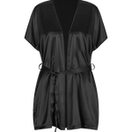 Bata tipo kimono satinada Diane & Geordi, color negro 