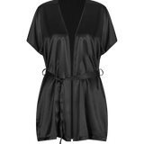 Bata tipo kimono satinada Diane & Geordi, color negro 