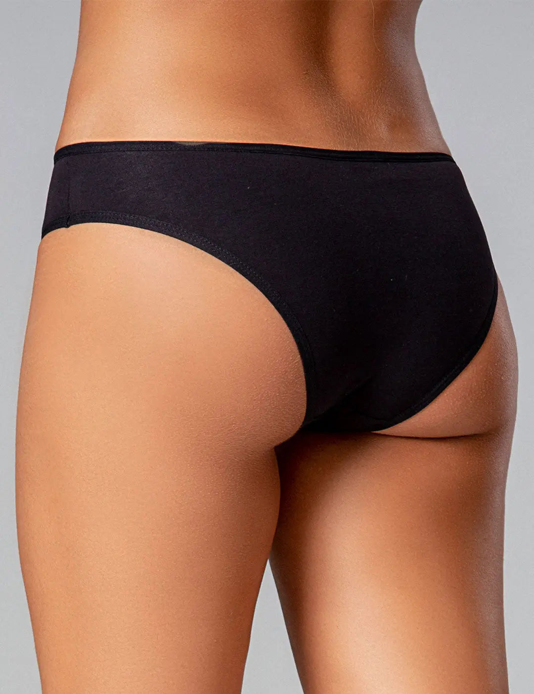 Panty tanga unicolor de algodón peinado premium (6009)